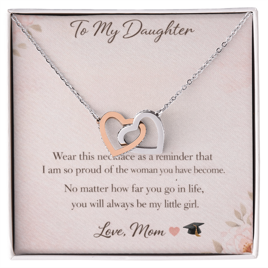 To My Daughter Necklace – Graduation Gift from Mom | Interlocking Hearts