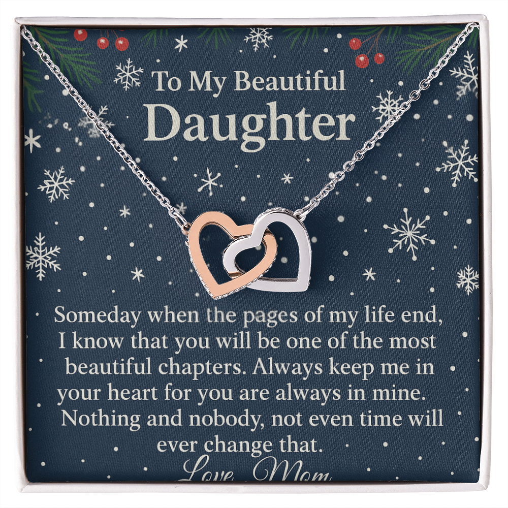 Gift for Daughter | Interlocking Hearts Necklace with Loving Message Card