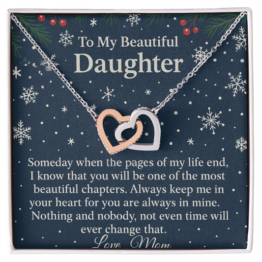 Gift for Daughter | Interlocking Hearts Necklace with Loving Message Card