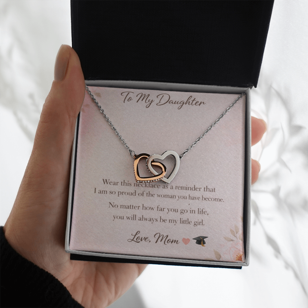 To My Daughter Necklace – Graduation Gift from Mom | Interlocking Hearts