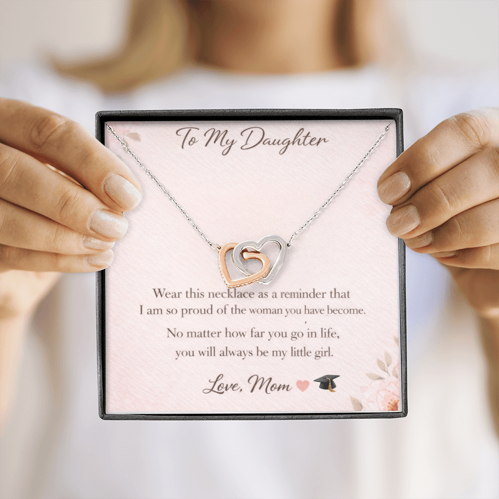 To My Daughter Necklace – Graduation Gift from Mom | Interlocking Hearts