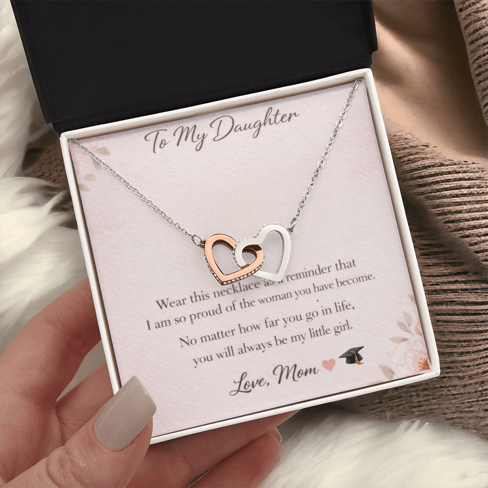 To My Daughter Necklace – Graduation Gift from Mom | Interlocking Hearts