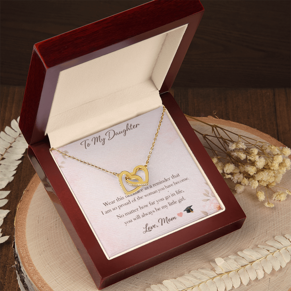 To My Daughter Necklace – Graduation Gift from Mom | Interlocking Hearts
