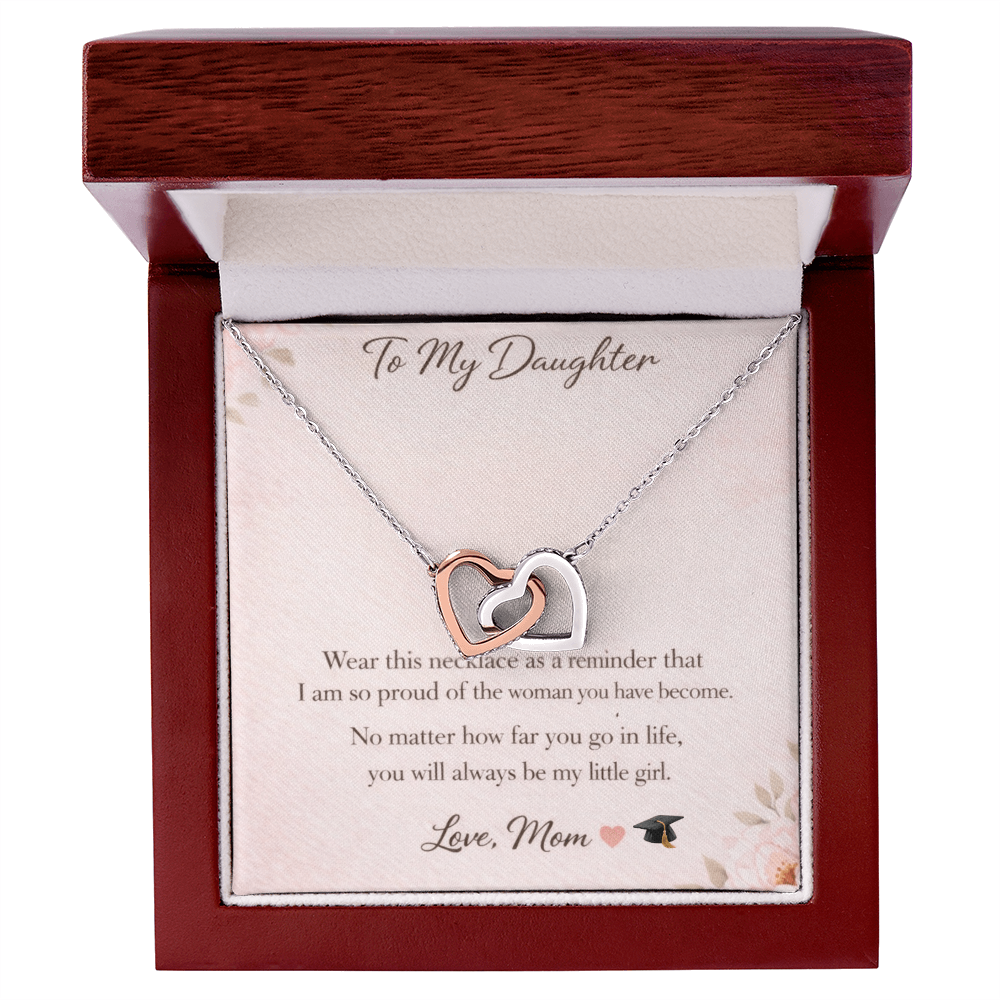 To My Daughter Necklace – Graduation Gift from Mom | Interlocking Hearts