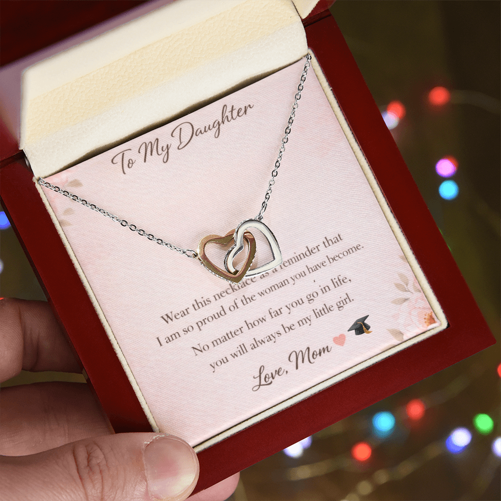 To My Daughter Necklace – Graduation Gift from Mom | Interlocking Hearts