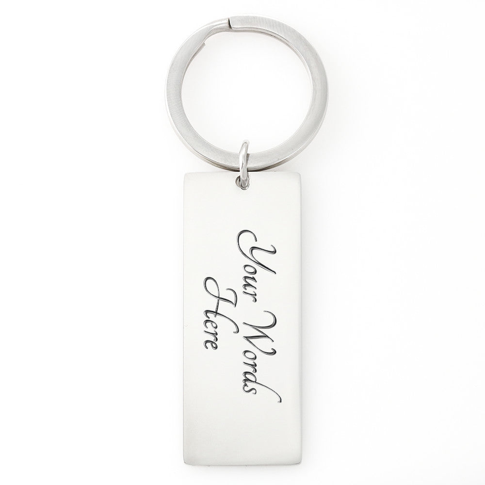 Engraved Rectangle Keychain with Birth Flower