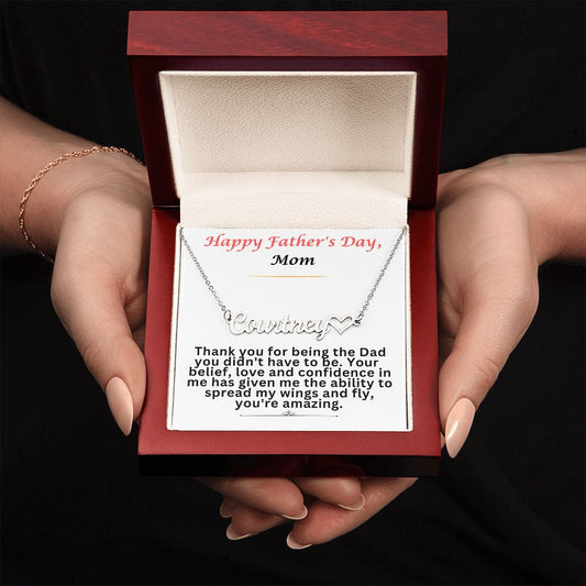 Happy Father's Day Mom | Heart Name Necklace