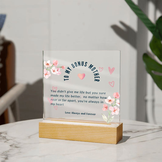 To my Bonus Mother | Love Forever |  Square Acrylic Plaques