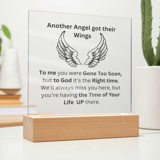 Gone too Soon | Angels Wings  | Acrylic Square Plaque