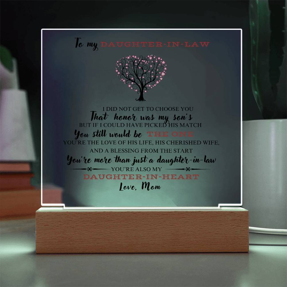 Daughter-in-law  |  A blessing from the start  |  Square Acrylic Plaque