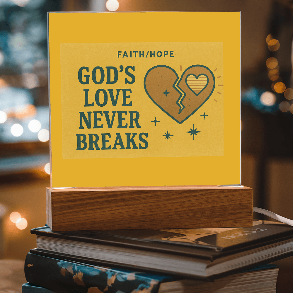 God's Love Never Breaks— Faith/HOPE Acrylic Gift for Comfort, Faith & Strength