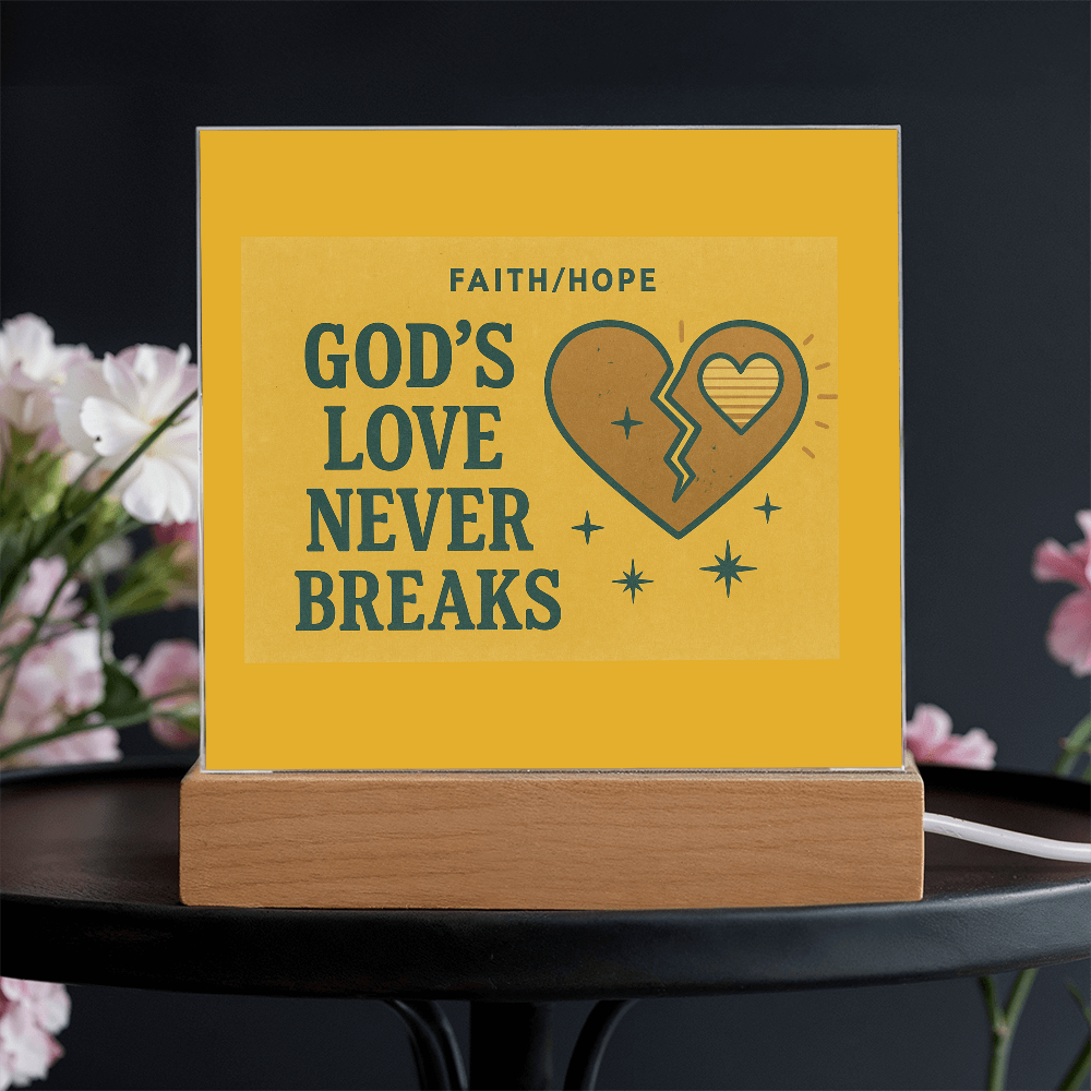 God's Love Never Breaks— Faith/HOPE Acrylic Gift for Comfort, Faith & Strength