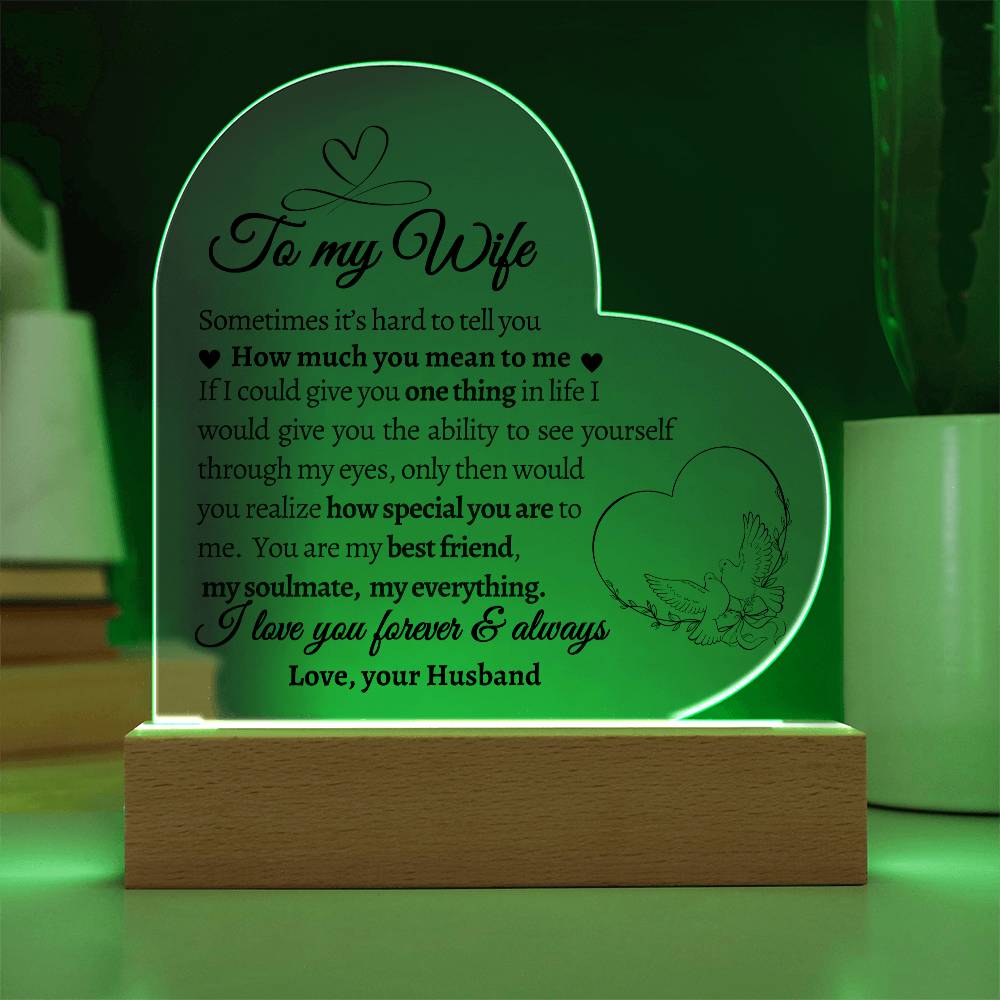 To My Wife. If I could give you One Thing in Life.  Acrylic  Heart Plaque