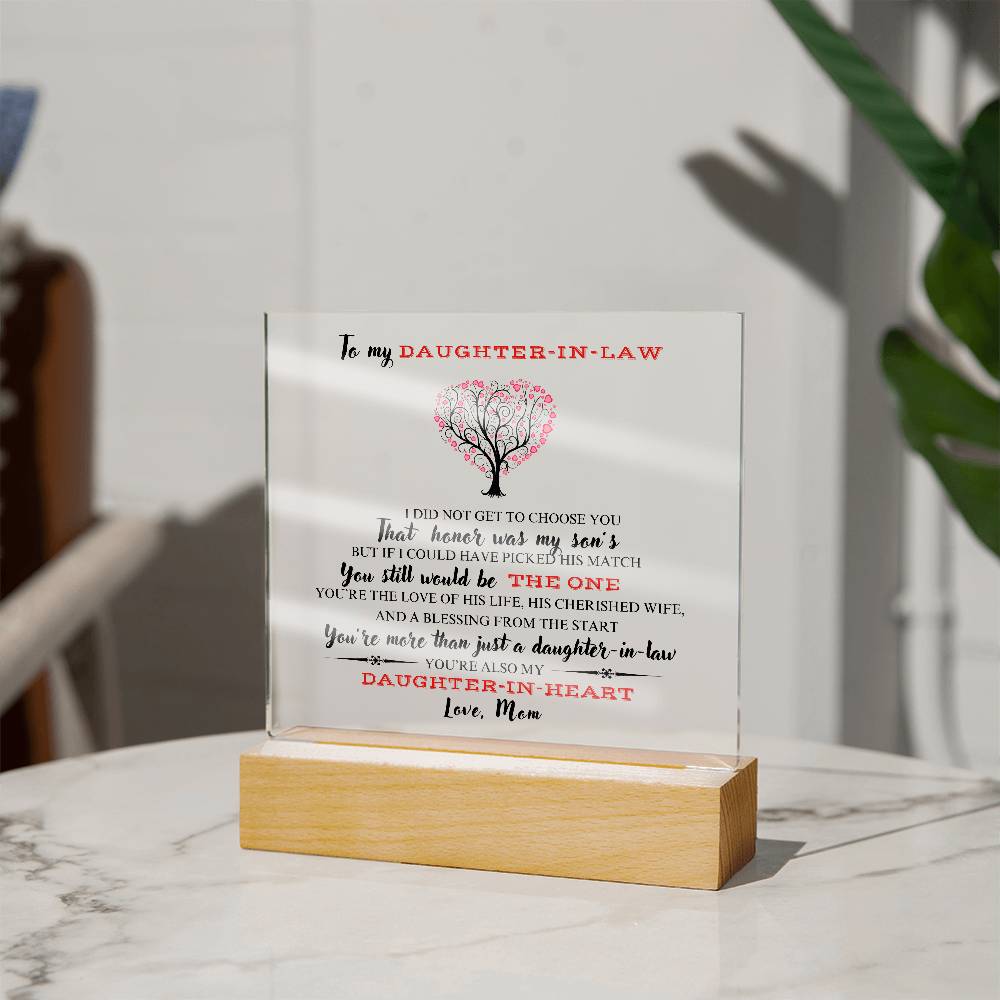 Daughter-in-law  |  A blessing from the start  |  Square Acrylic Plaque