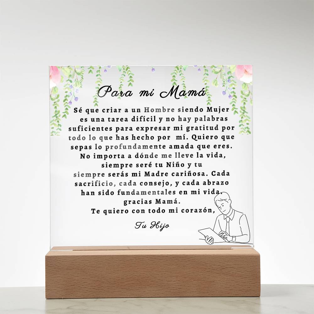 Para Mi Mamá, siempre seré tu niño, placa  acrílico cuadrada