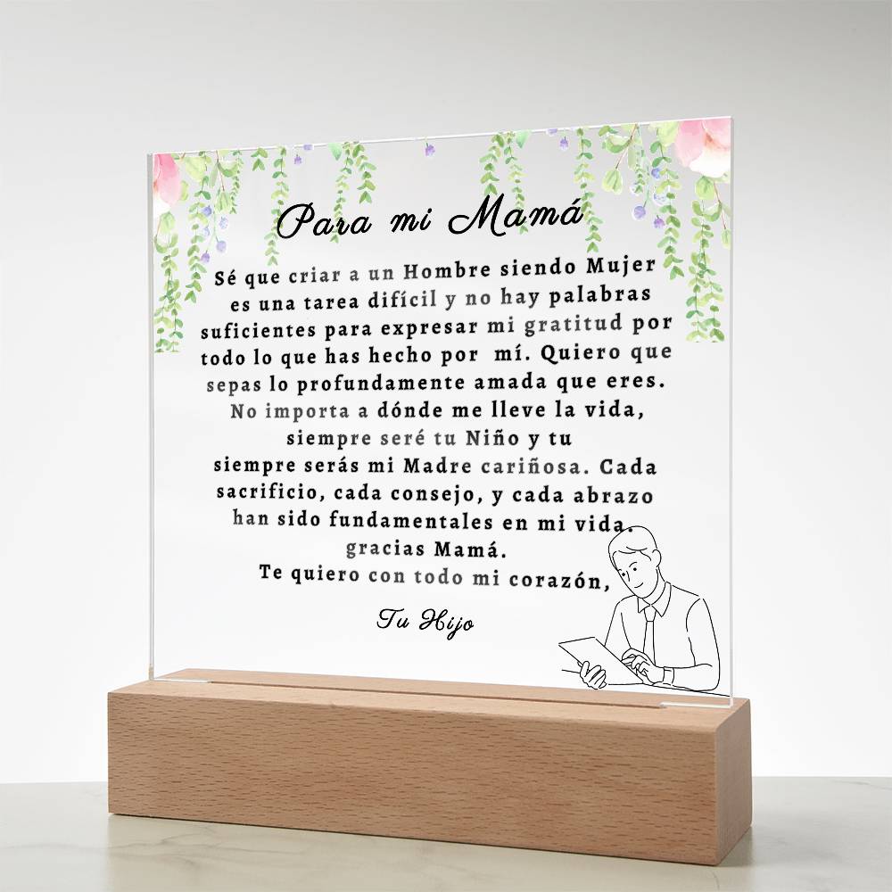 Para Mi Mamá, siempre seré tu niño, placa  acrílico cuadrada