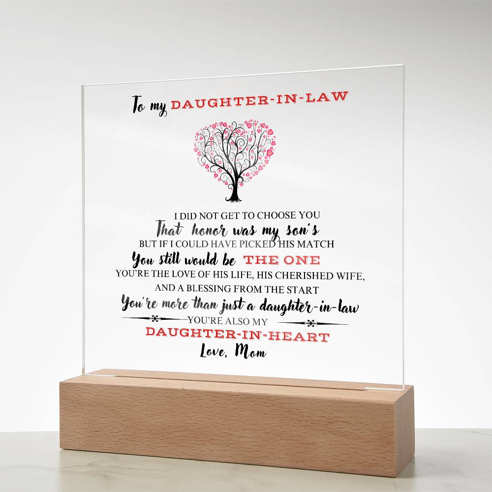 Daughter-in-law  |  A blessing from the start  |  Square Acrylic Plaque