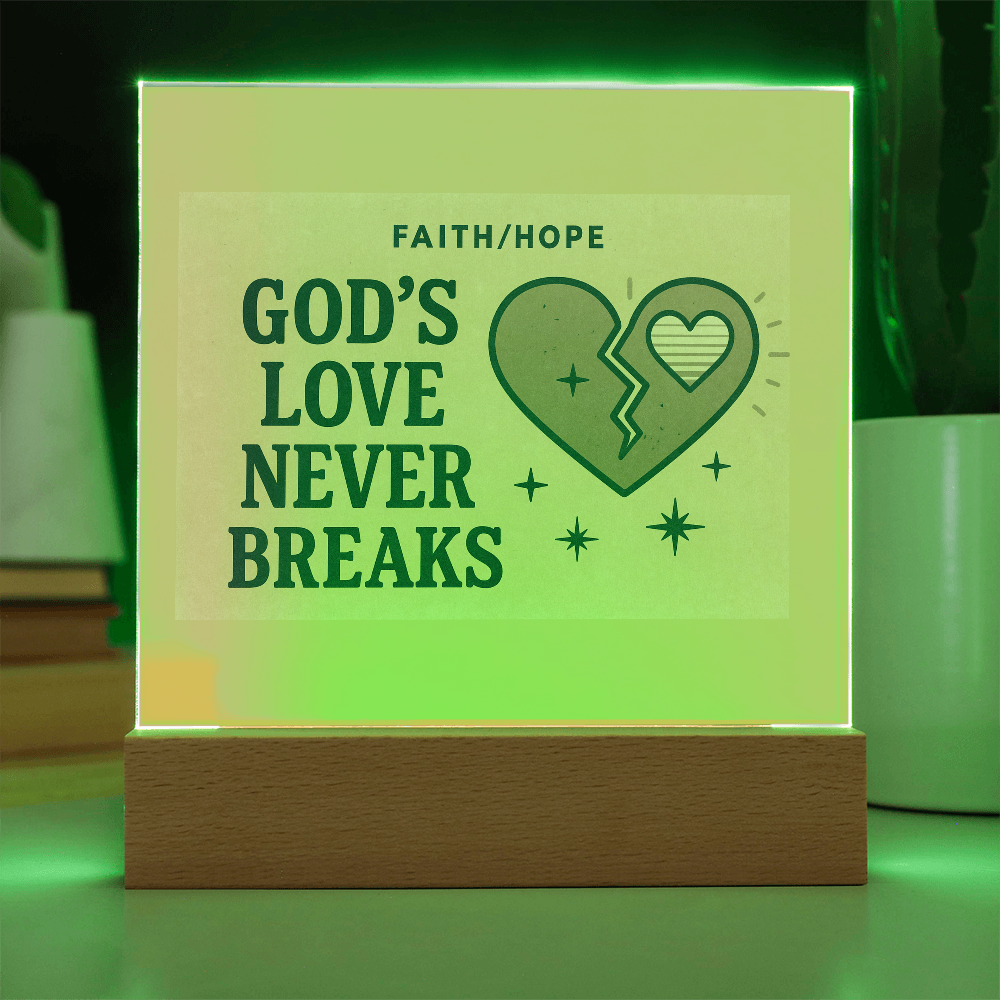 God's Love Never Breaks— Faith/HOPE Acrylic Gift for Comfort, Faith & Strength