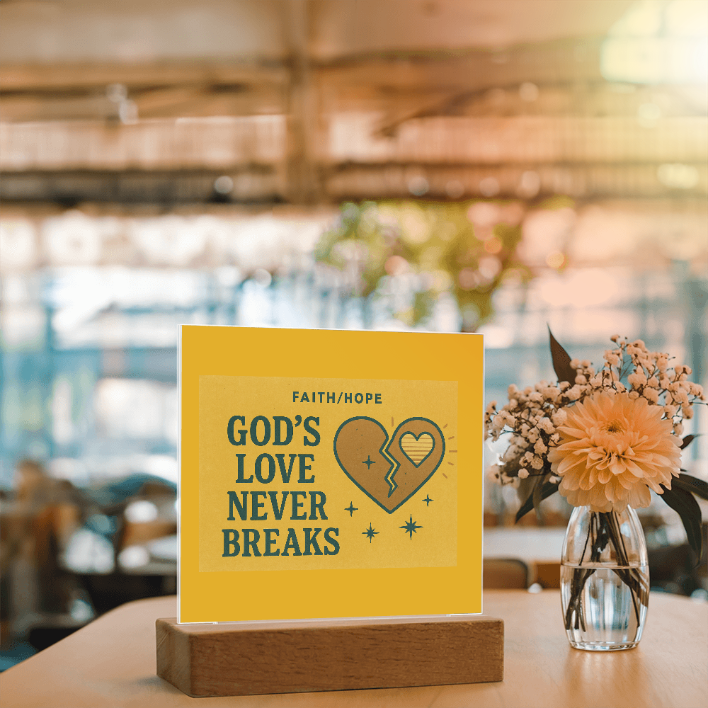 God's Love Never Breaks— Faith/HOPE Acrylic Gift for Comfort, Faith & Strength