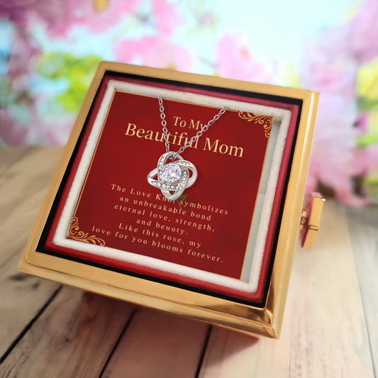 To my Mom Gift Necklace- Rotating Rose Gift Box