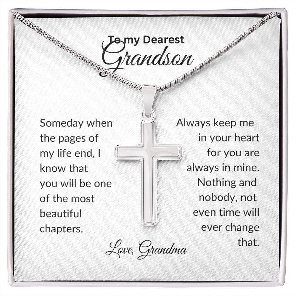 To my Grandson | Always In My Heart |  Stainless Steel Cross.