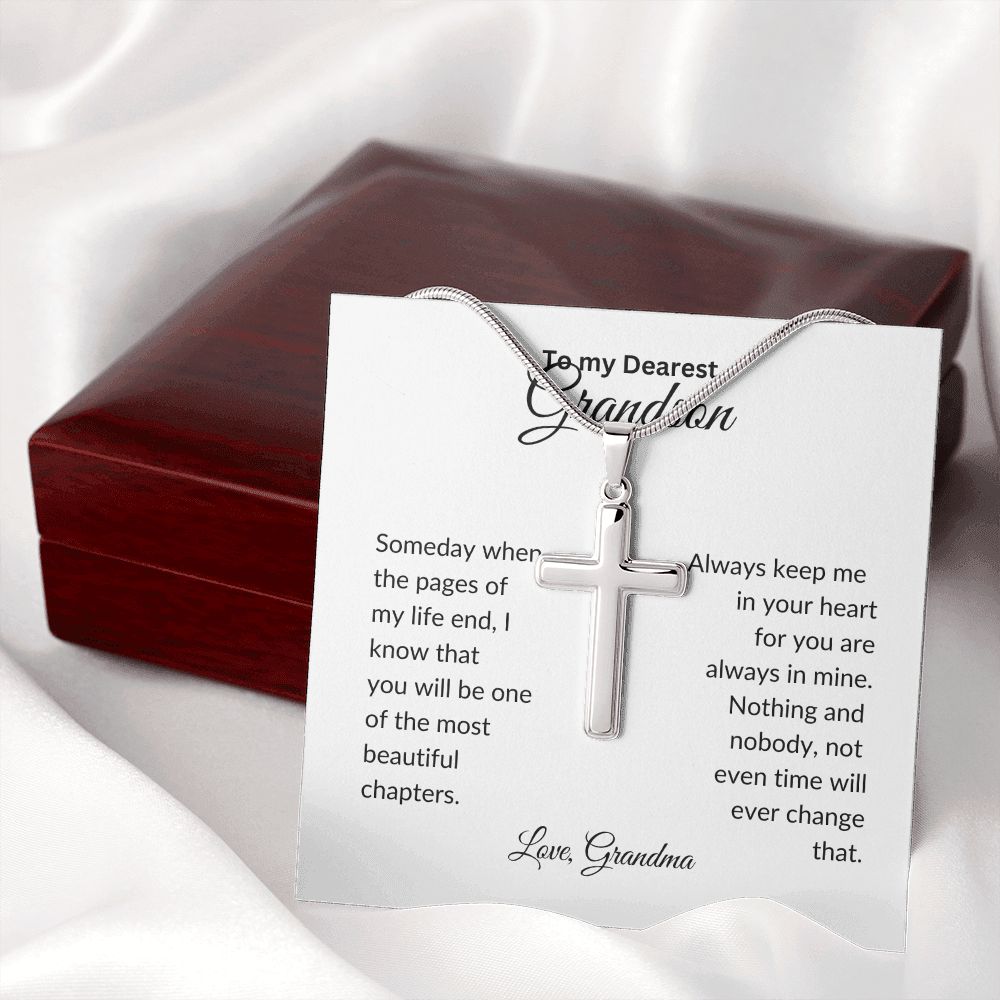 To my Grandson | Always In My Heart |  Stainless Steel Cross.
