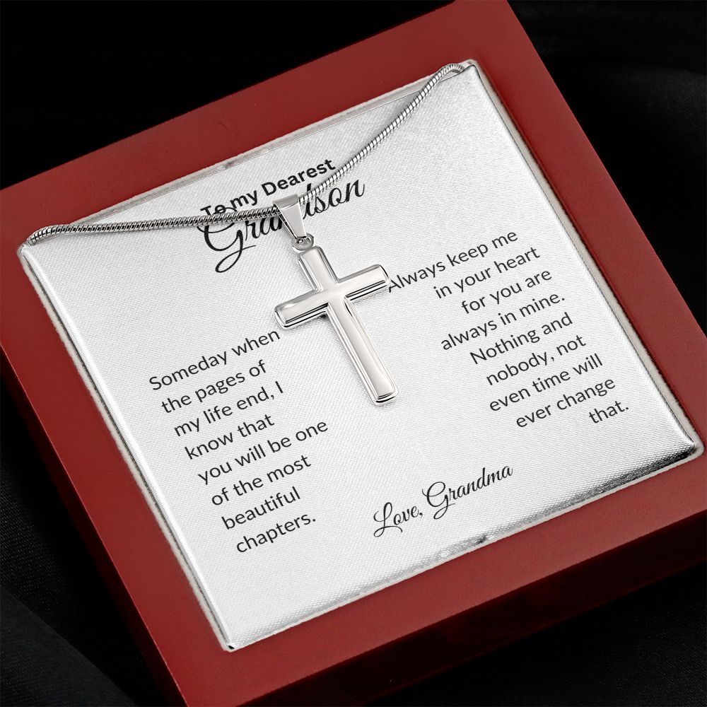 To my Grandson | Always In My Heart |  Stainless Steel Cross.