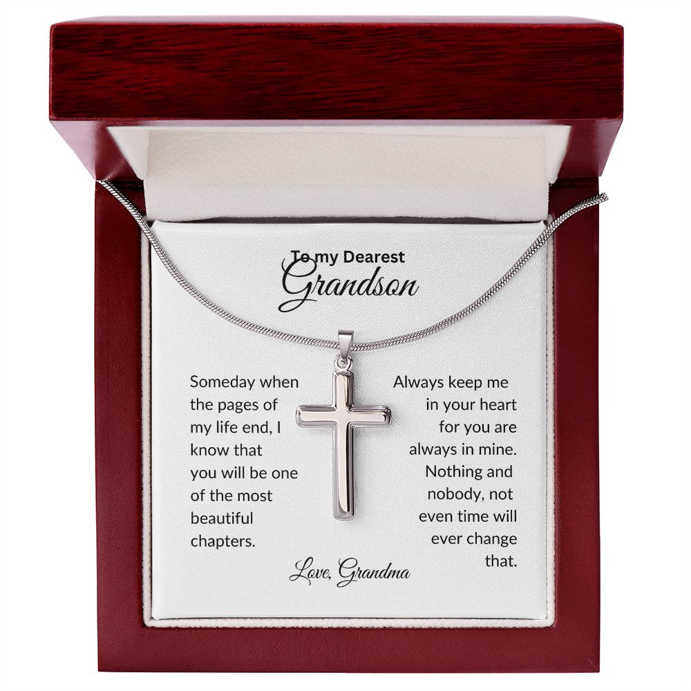 To my Grandson | Always In My Heart |  Stainless Steel Cross.